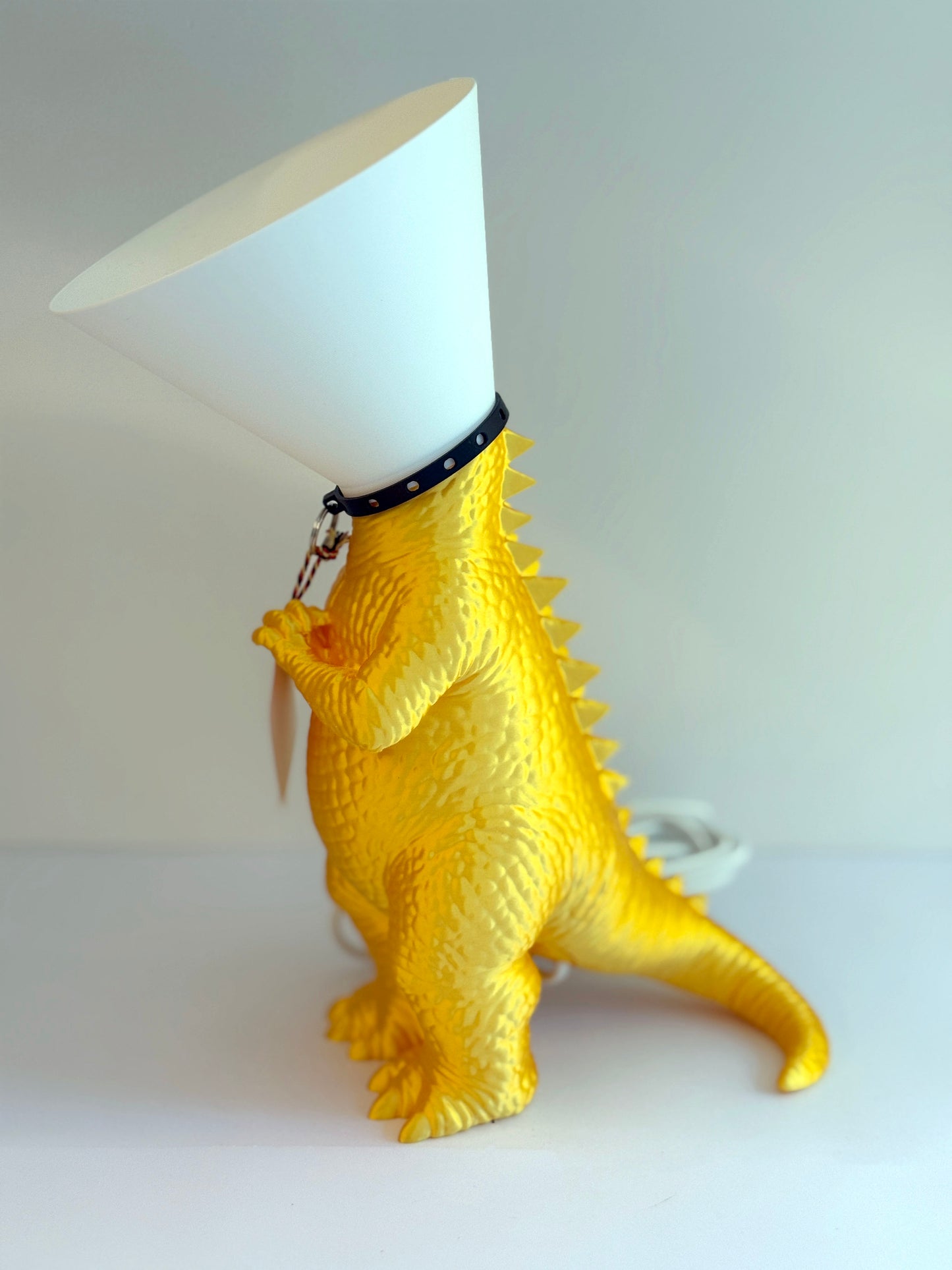 Dinosaure juste sorti de chez le vétérinaire.