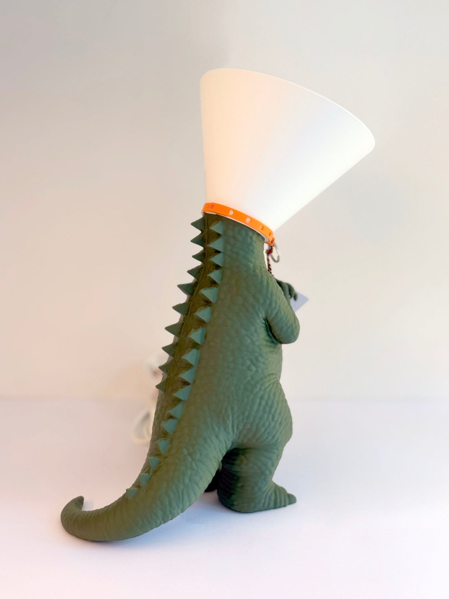 Dinosaure juste sorti de chez le vétérinaire.