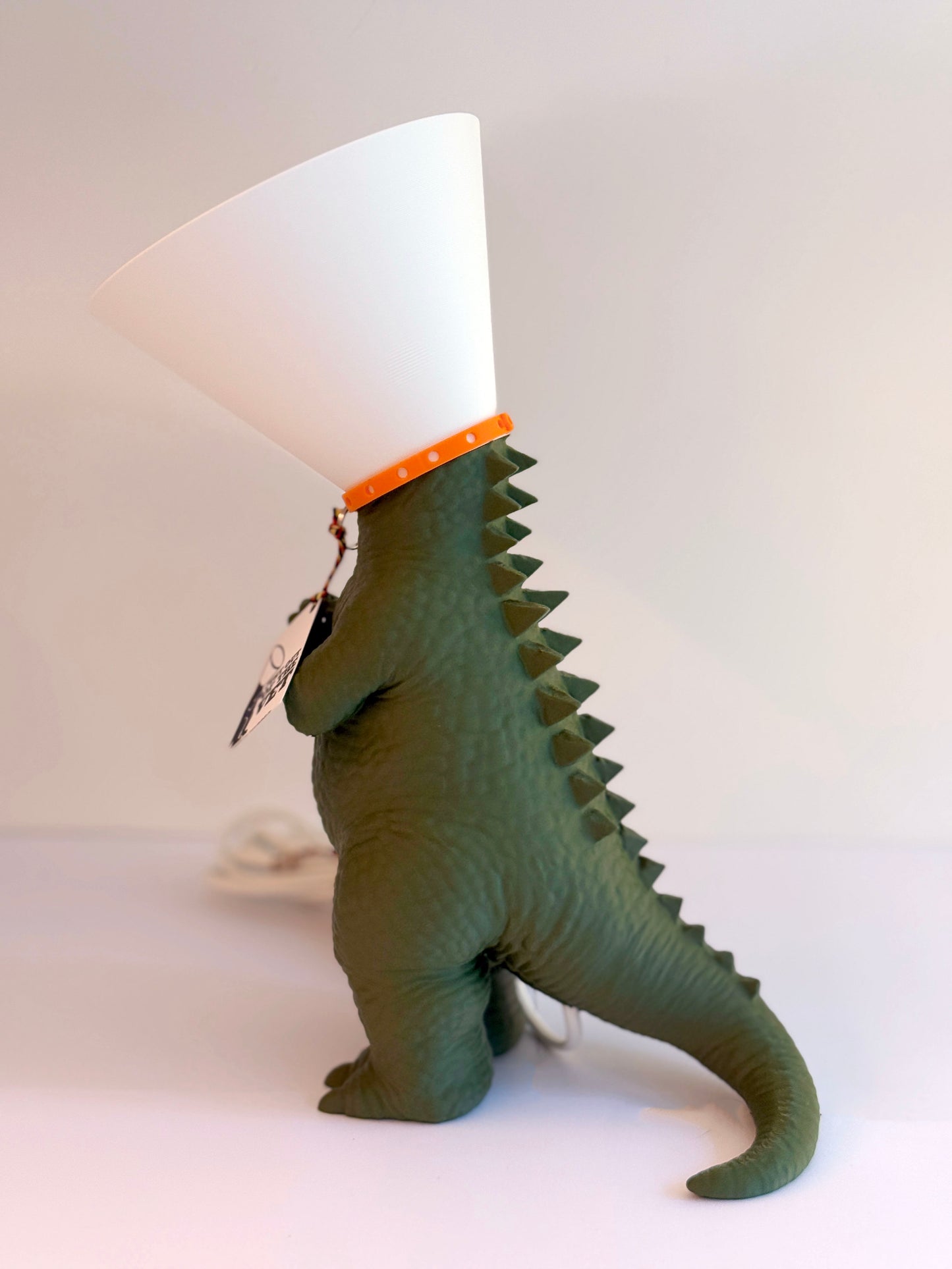 Dinosaure juste sorti de chez le vétérinaire.